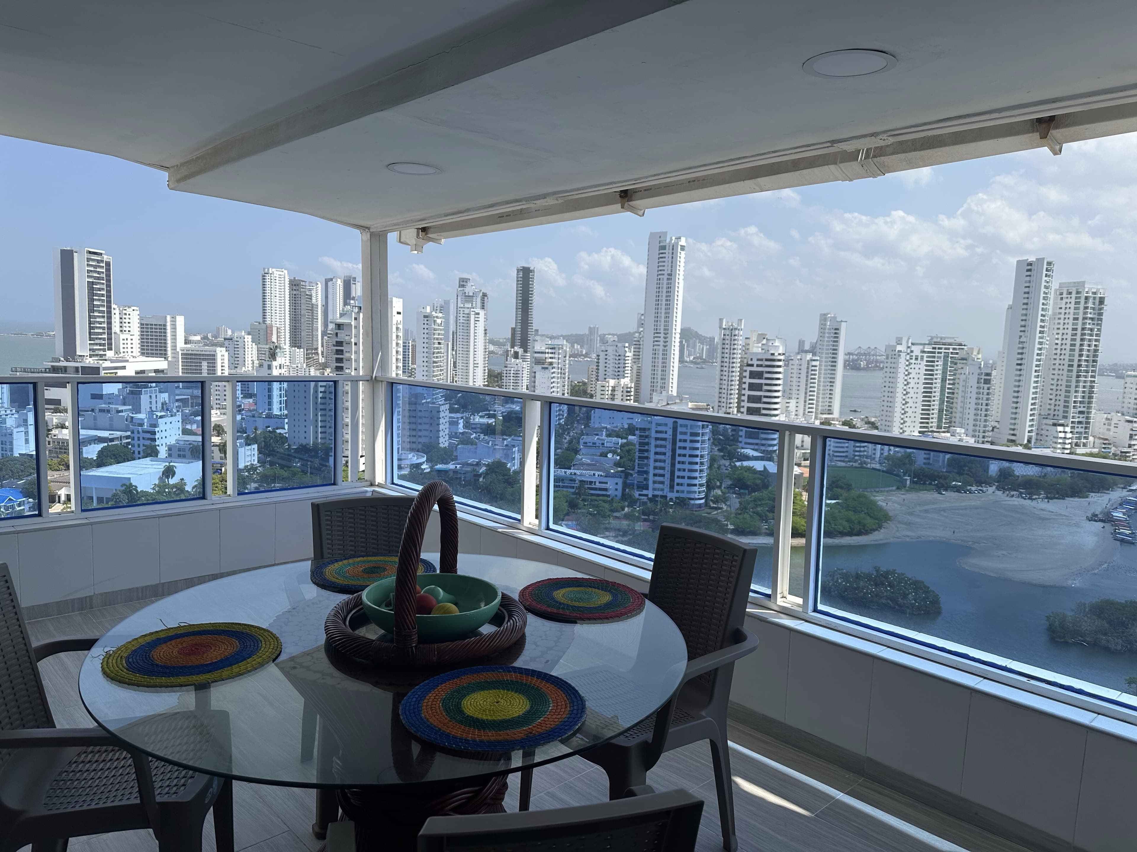Terrace with panoramic view of Cartagena Bay