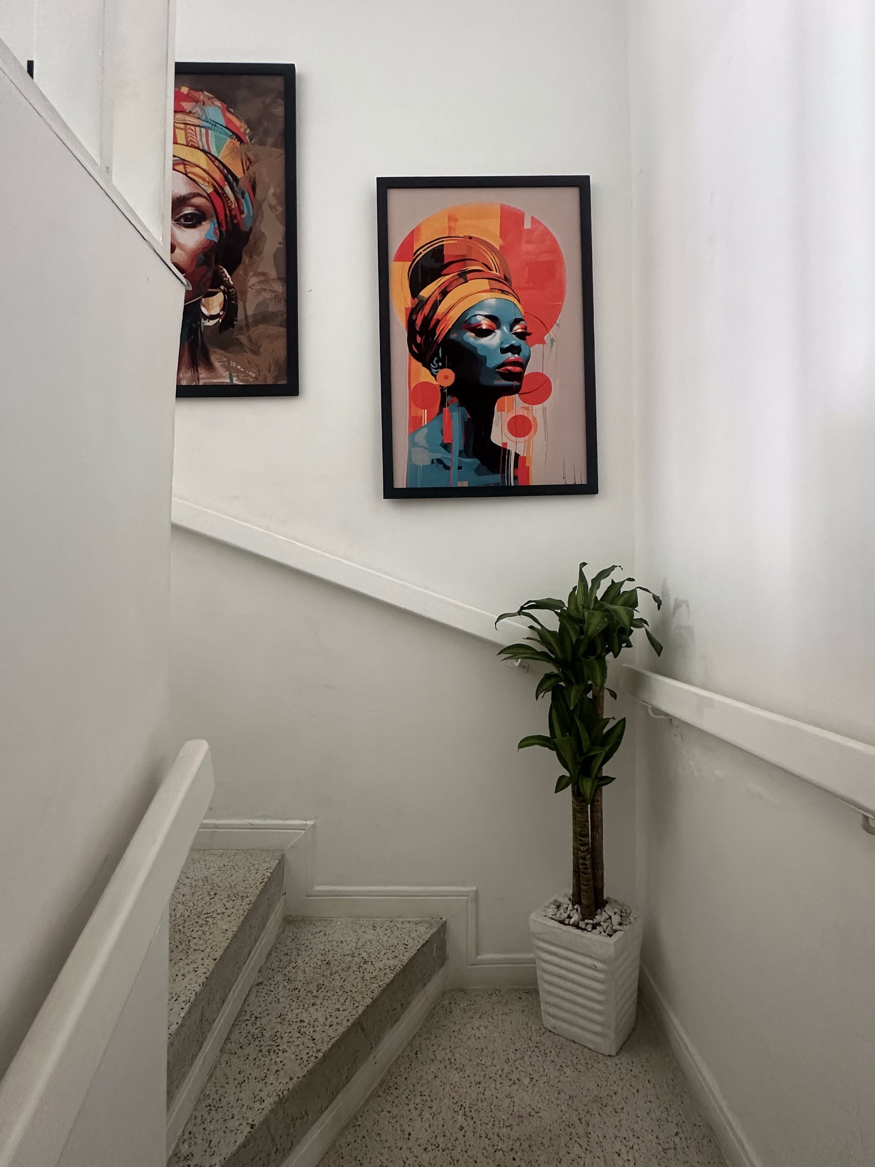 Interior staircase connecting floors
